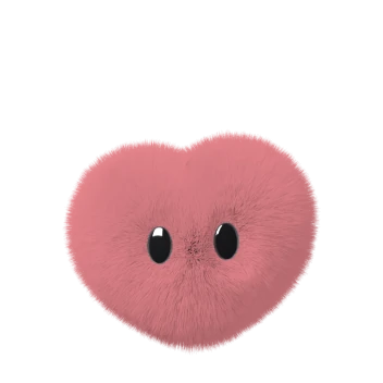 A pink heart bot, furball texture