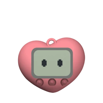 A pink heart bot, tamagotchi texture